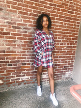 Load image into Gallery viewer, BAILEY BURGUNDY PLAID BUTTON DOWN DRESS