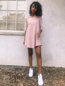 MAYA HOODED MINI DRESS MAUVE