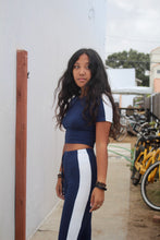 Load image into Gallery viewer, NAVY BLUE CROP TOP AND PANT SET