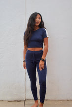 Load image into Gallery viewer, NAVY BLUE CROP TOP AND PANT SET