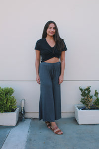 CARLI CHARCOAL WIDE LEG LOUNGE PANTS