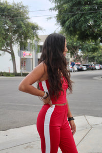 RACER RED TUBE TOP AND PANT SET