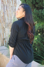 Load image into Gallery viewer, BRIANNA BLACK SOLID FRONT TWIST TOP