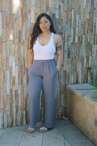 SARIAH SLATE WIDE LEG PANTS