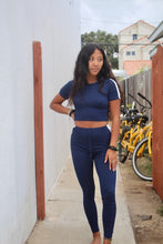 Load image into Gallery viewer, NAVY BLUE CROP TOP AND PANT SET