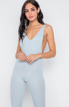 Load image into Gallery viewer, BABY BLUE STRETCH KNIT JUMPSUIT