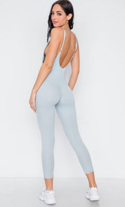 BABY BLUE STRETCH KNIT JUMPSUIT