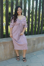 Load image into Gallery viewer, TAMARA TWIST BACK MAUVE BOHO SHIRT DRESS