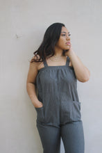 Load image into Gallery viewer, BLACK CHARCOAL STRIPE OVERSIZED FIT JUMPSUIT